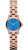 Marc Jacobs Henry Dinky Blue Dial Rose Gold Steel Strap Watch for Women - MBM3204