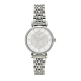 Emporio Armani Gianni T Bar White Crystal Pave Dial Silver Stainless Steel Strap Watch For Women - AR1925