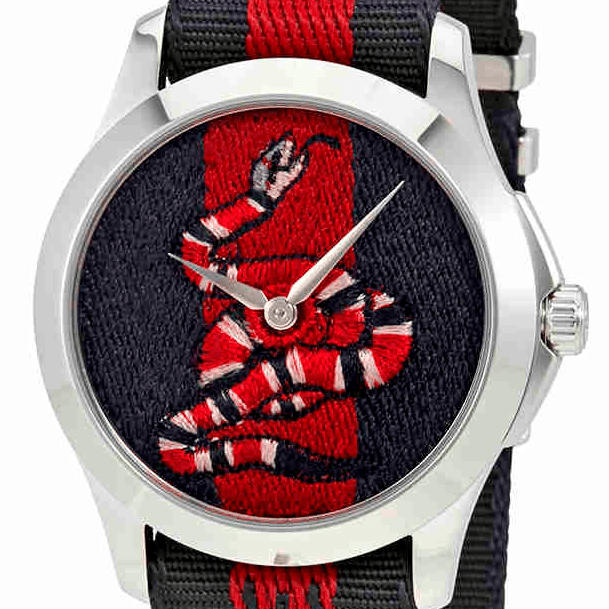 Gucci Le Marche Des Merveilles Blue Red Dial Blue Red Nylon Strap Unisex Watch - YA126493