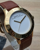 Marc Jacobs Blade White Dial Brown Leather Strap Watch for Women - MBM1218