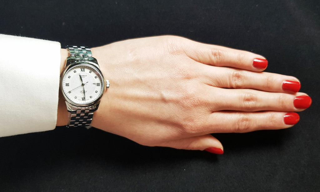 Tissot Le Locle Automatic Diamonds Mother of Pearl Dial Silver Steel Strap Watch For Women - T006.207.11.116.00