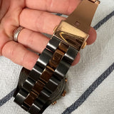 Marc Jacobs Blade Chronograph Grey Dial Two Tone Steel Strap Watch for Women - MBM8583