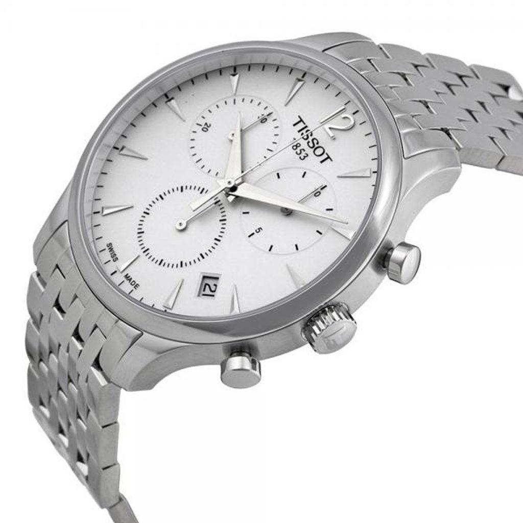 Tissot T Classic Tradition Chronograph White Dial Silver Steel Strap Watch For Men - T063.617.11.037.00