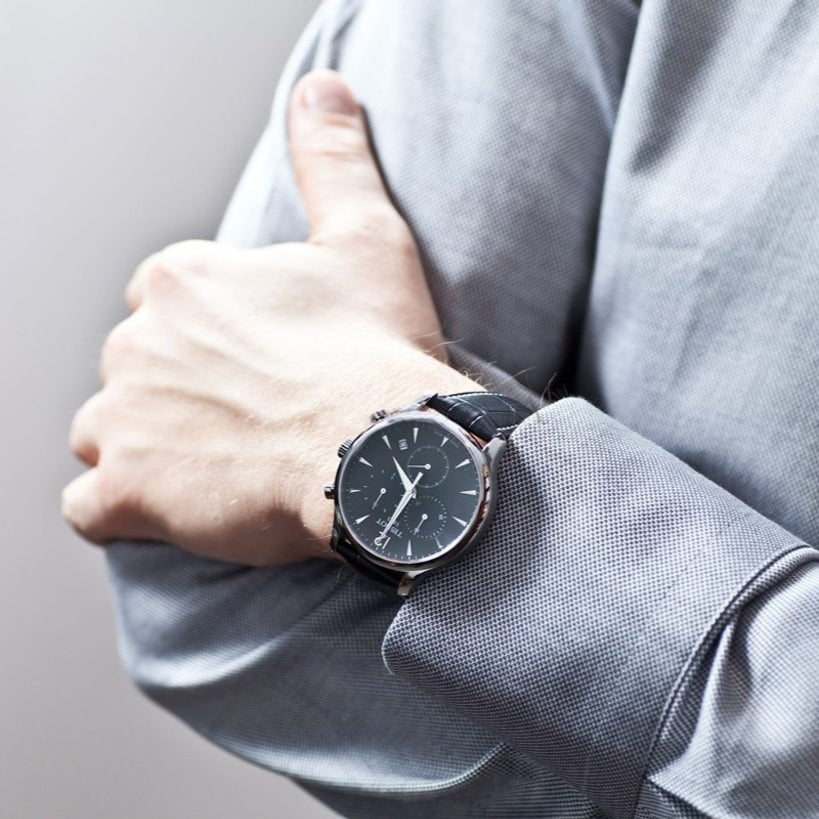 Tissot T Classic Tradition Chronograph Black Dial Black Leather Strap Watch For Men - T063.617.16.057.00