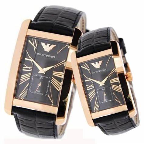 Emporio Armani Classic Black Dial Black Leather Strap Watch For Men - AR0168