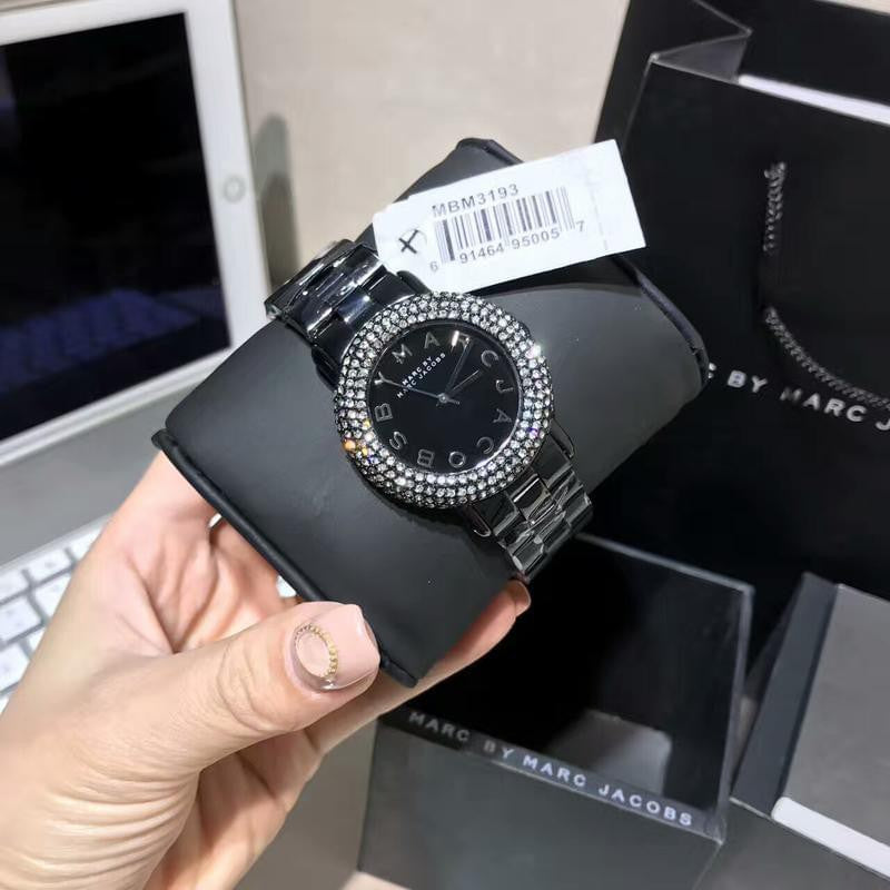 Marc Jacobs Marci Black Dial Black Steel Dial Strap Watch for Women - MBM3193