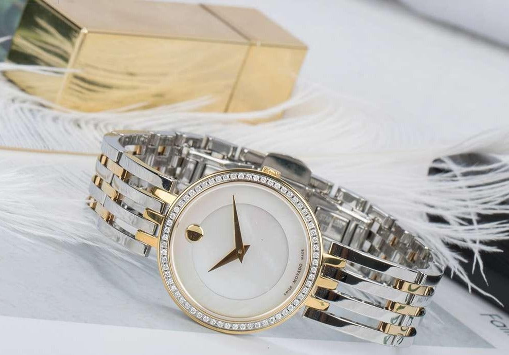 Movado Esperanza Mother of Pearl Dial Two Tone Steel Strap Watch For Women - 0607085