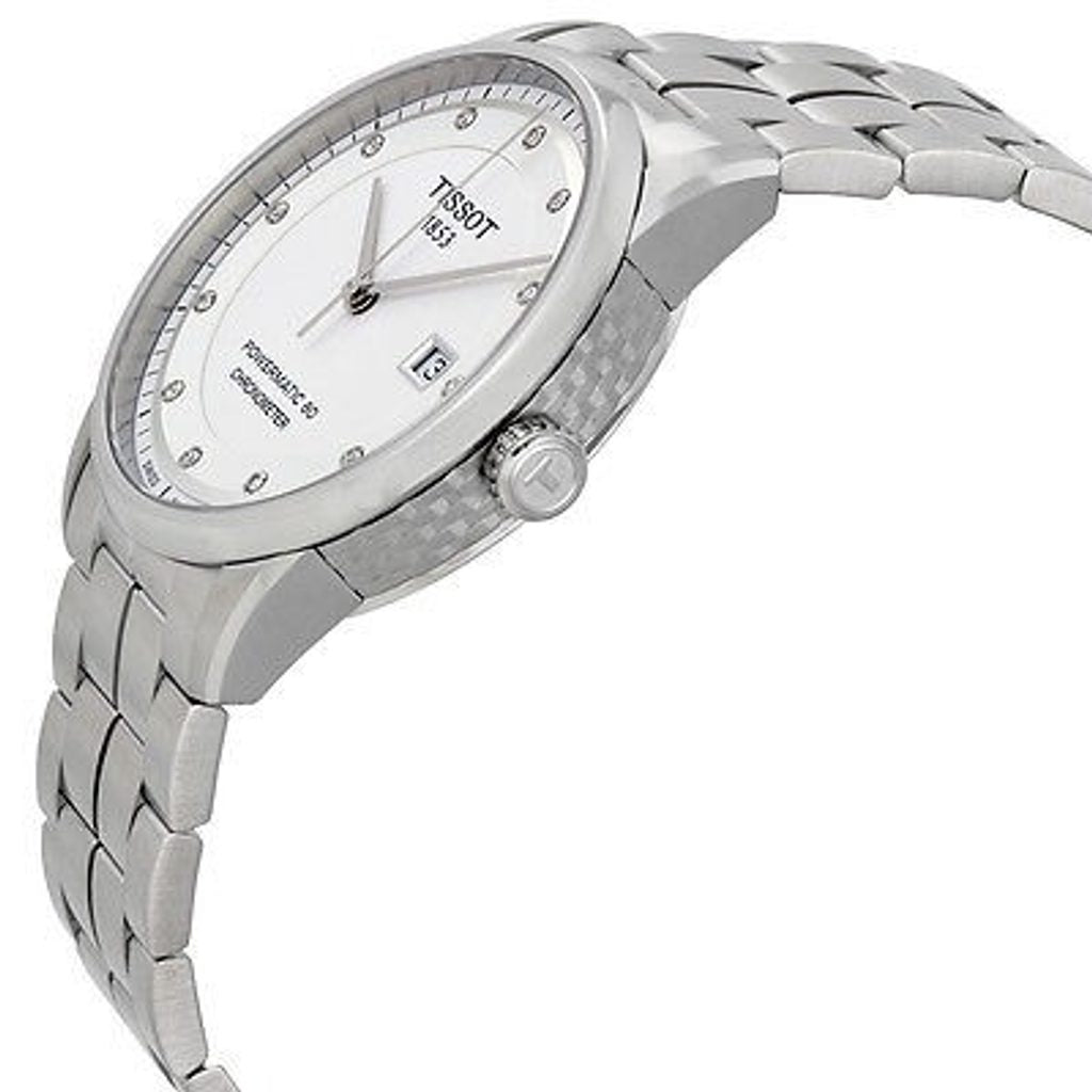 Tissot T Classic Luxury Powermatic 80 White Dial Silver Steel Strap Watch For Men - T086.408.11.016.00
