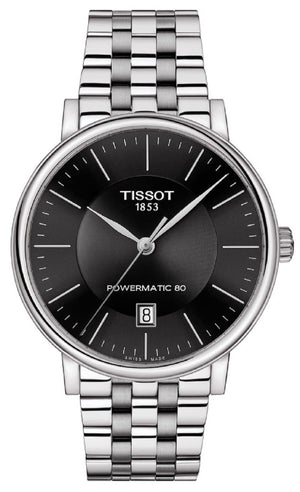 Tissot T Classic Carson Premium Powermatic 80 Black Dial Silver Steel Strap Watch For Men - T122.407.11.051.00