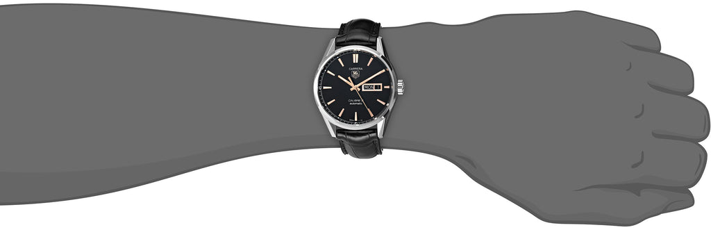 Tag Heuer Carrera Calibre 5 Automatic 41mm Black Dial Black Leather Strap Watch for Men - WAR201C.FC6266