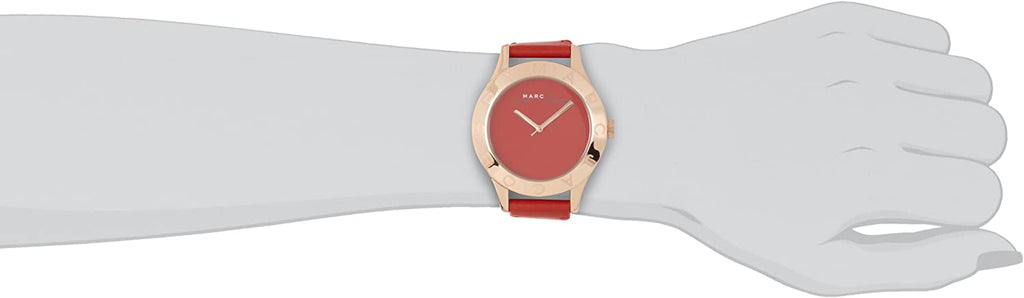 Marc Jacobs Blade Red Dial Red Leather Strap Watch for Women - MBM1204