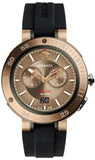 Versace V Extreme Chronograph Brown Tone Dial Black Rubber Strap Watch for Men - VCN030017