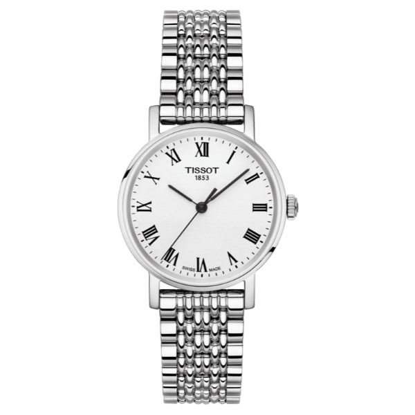 Tissot T Classic Everytime Small White Dial Silver Mesh Bracelet Watch For Women - T109.210.11.033.00