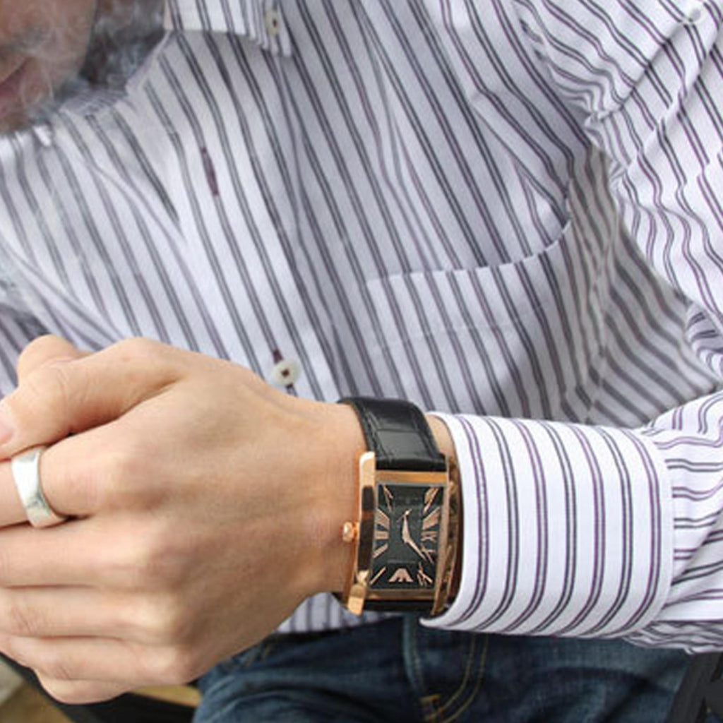 Emporio Armani Classic Black Dial Black Leather Strap Watch For Men - AR0168