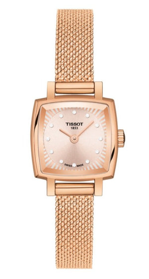 Tissot Lovely Square Lady Quartz Rose Gold Dial Rose Gold Mesh Bracelet Watch For Women - T058.109.33.456.00