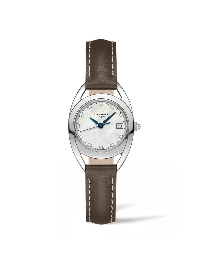 Longines Equestrian Mother of Pearl Dial Brown Leather Strap Watch for Women - L6.136.0.87.2