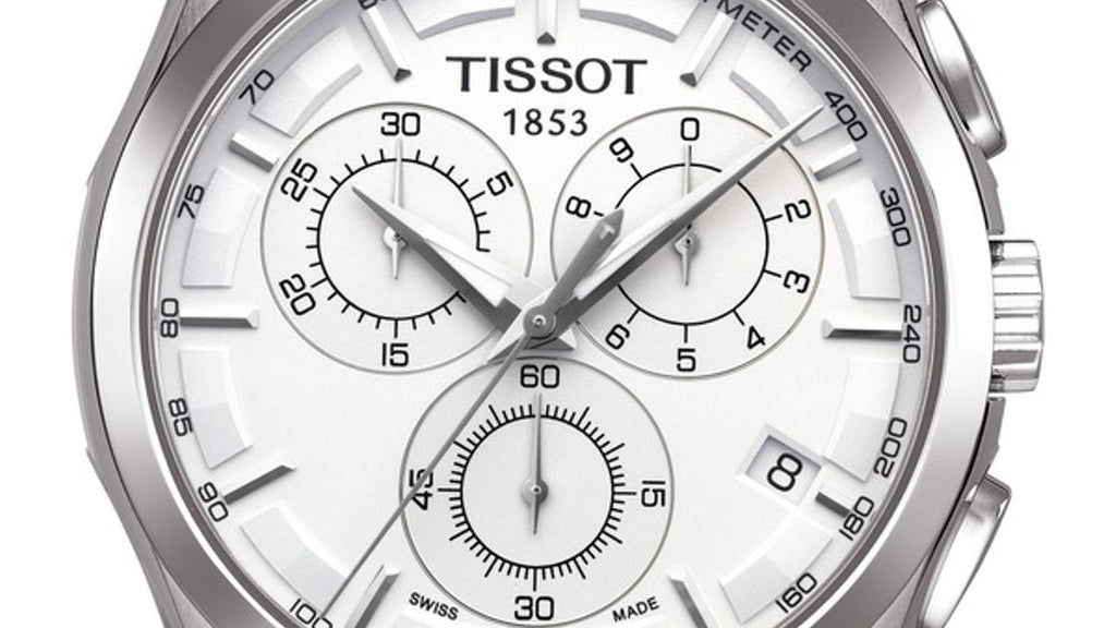 Tissot Couturier Chronograph White Dial Brown Leather Strap Watch For Men - T035.617.16.031.00
