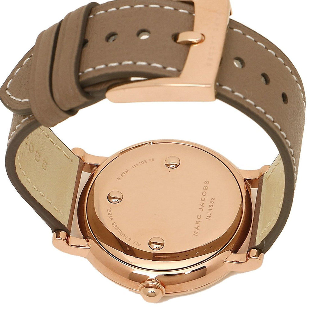 Marc Jacobs Roxy White Dial Cement Brown Leather Strap Watch for Women - MJ1533