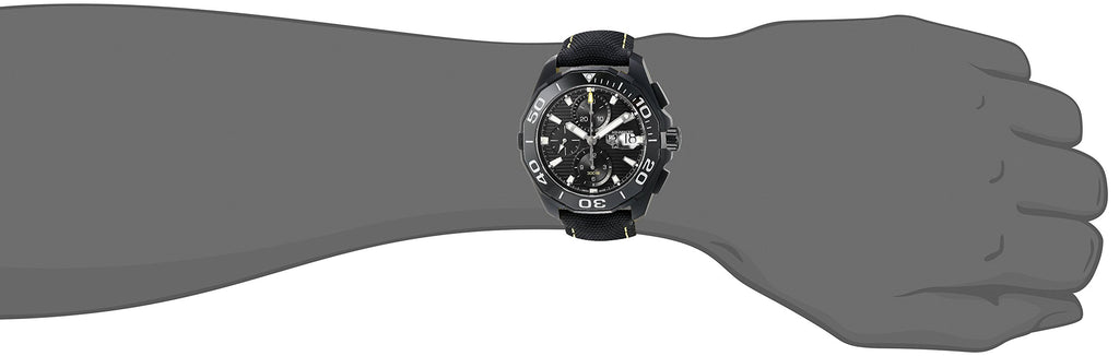 Tag Heuer Aquaracer Chronograph 43mm Black PVD Dial Black Nylon Strap Watch for Men - CAY218A.FC6361