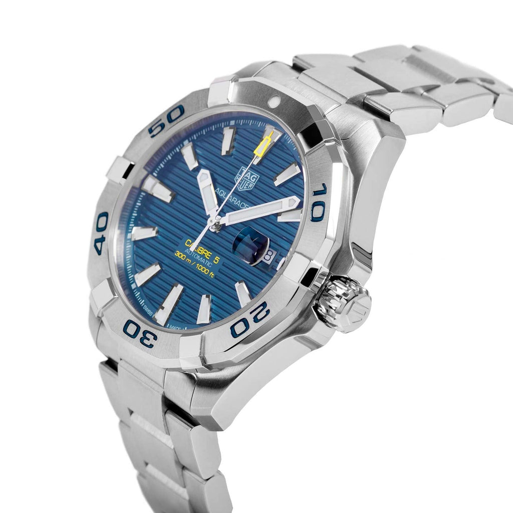 Tag Heuer Aquaracer Calibre 5 Automatic Blue Dial Silver Steel Strap Watch for Men - WAY2012.BA0927