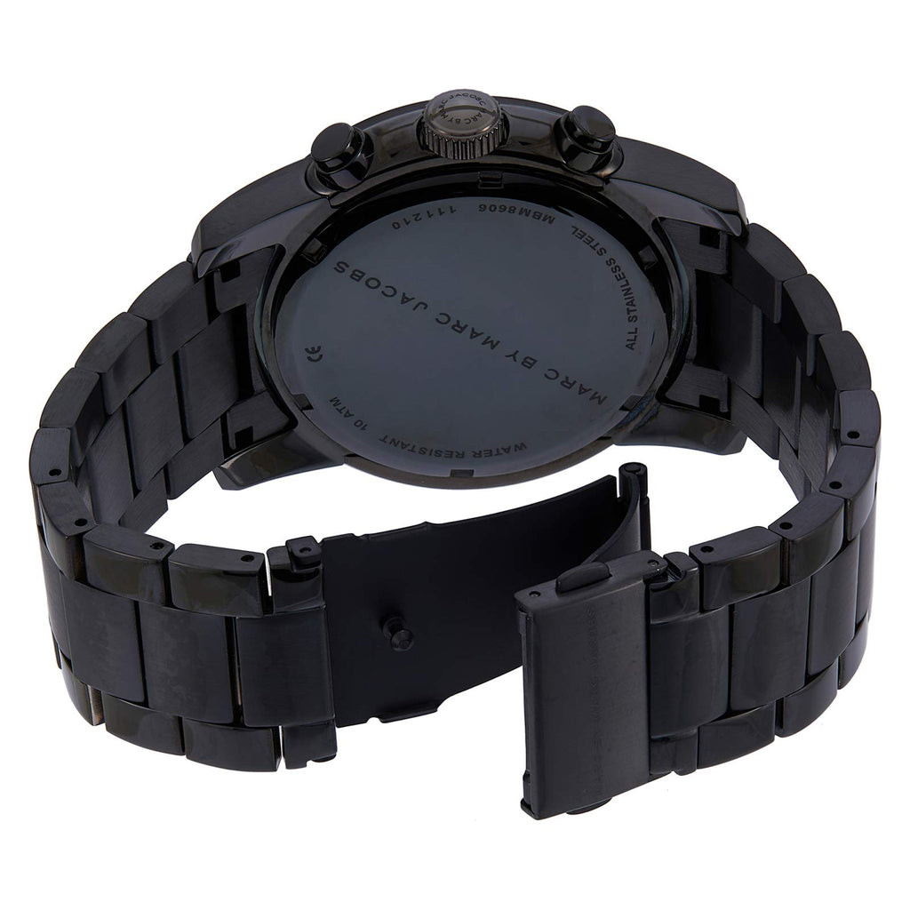 Marc Jacobs Larry Chronograph Black Dial Black Steel Strap Watch for Men - MBM8606