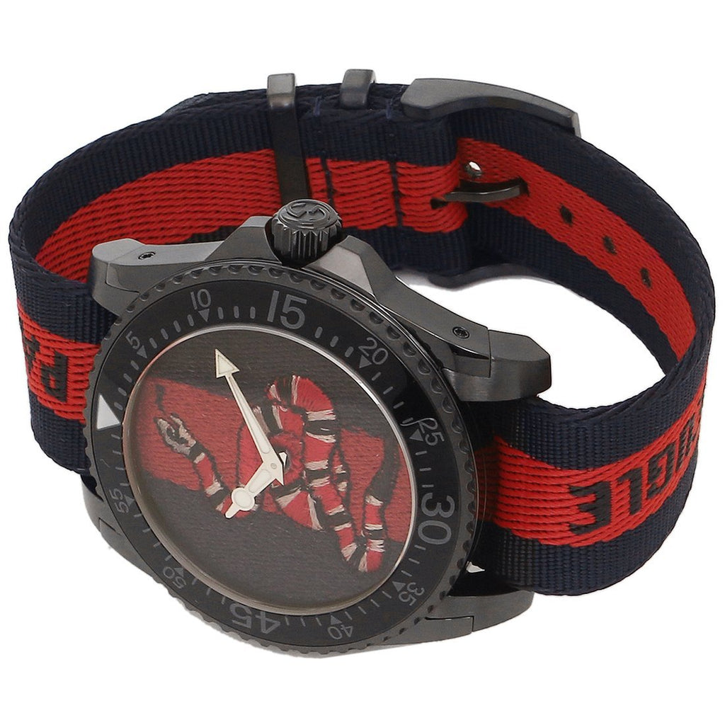 Gucci Dive Blue & Red Dial Blue & Red Nylon Strap Watch For Men - YA136214