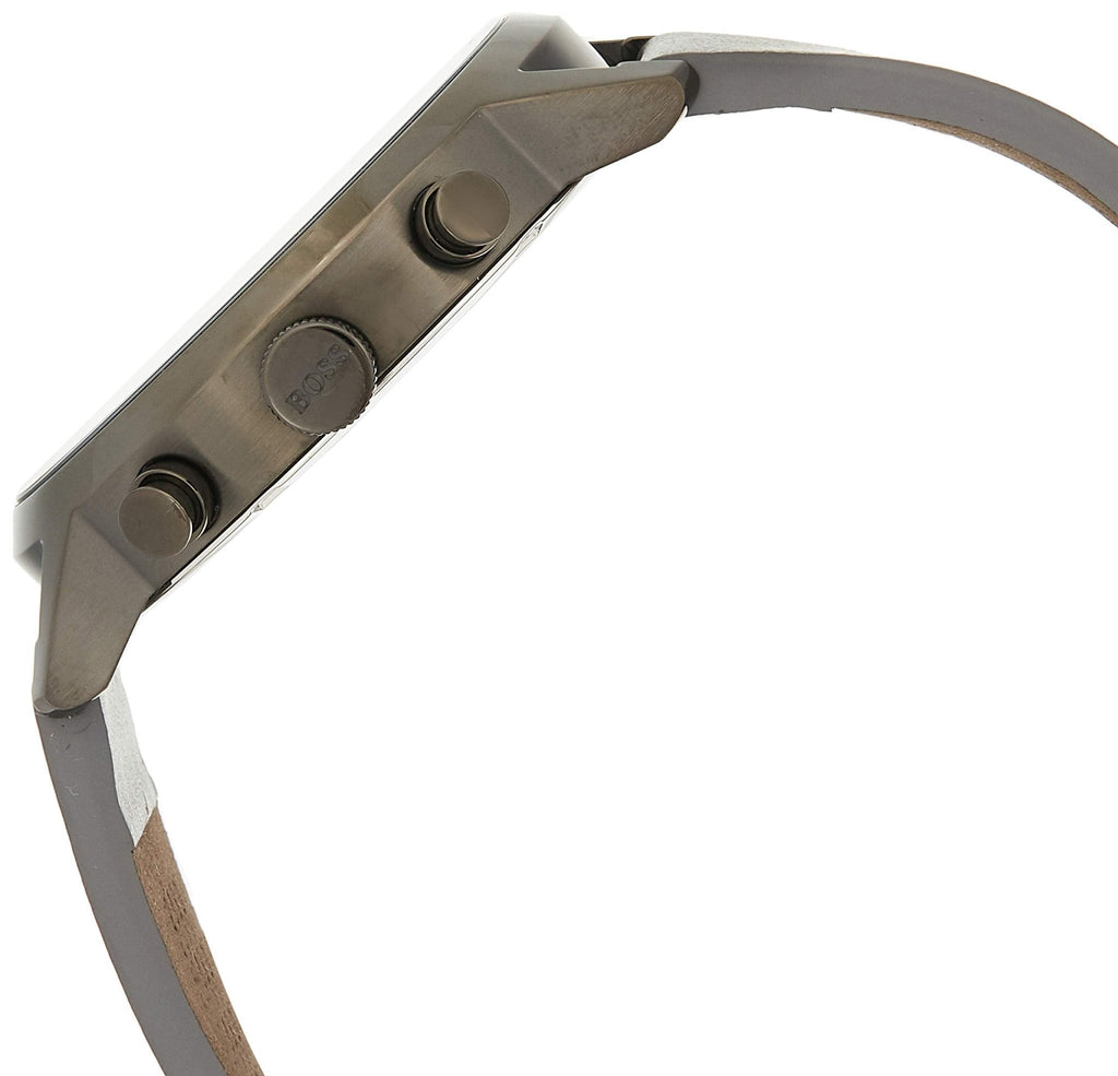 Hugo Boss Architectural Grey Dial Grey Leather Strap Watch for Men - 1513570
