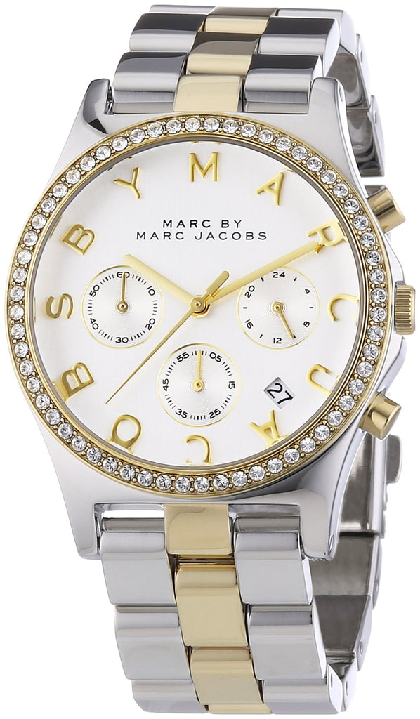 Marc Jacobs Henry Chronograph Silver Dial Two Tone Steel Strap Watch for Women - MBM3197