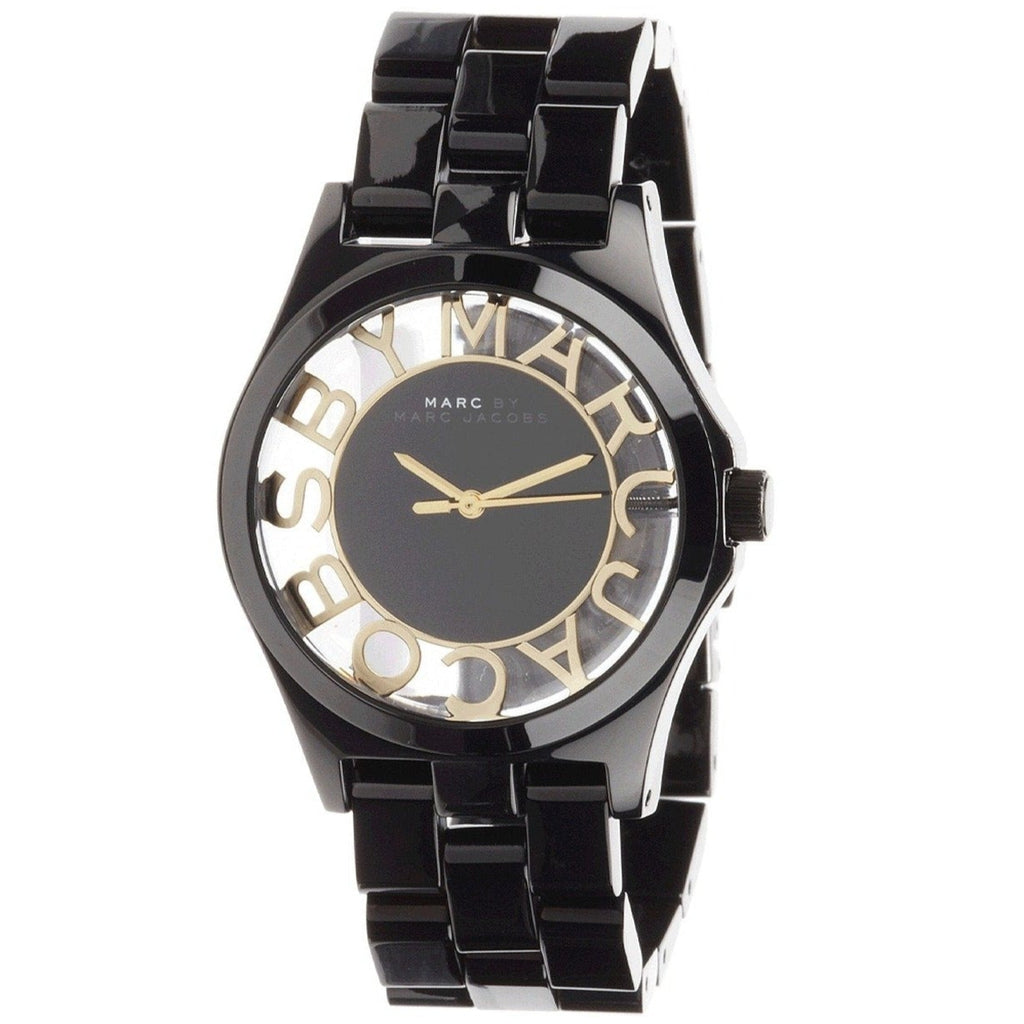 Marc Jacobs Henry Transparent Black Dial Black Steel Strap Watch for Women - MBM3255