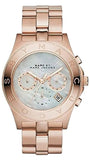 Marc Jacobs Blade Chronograph Mother of Pearl White Dial Rose Gold Steel Strap Watch for Women - MBM8637