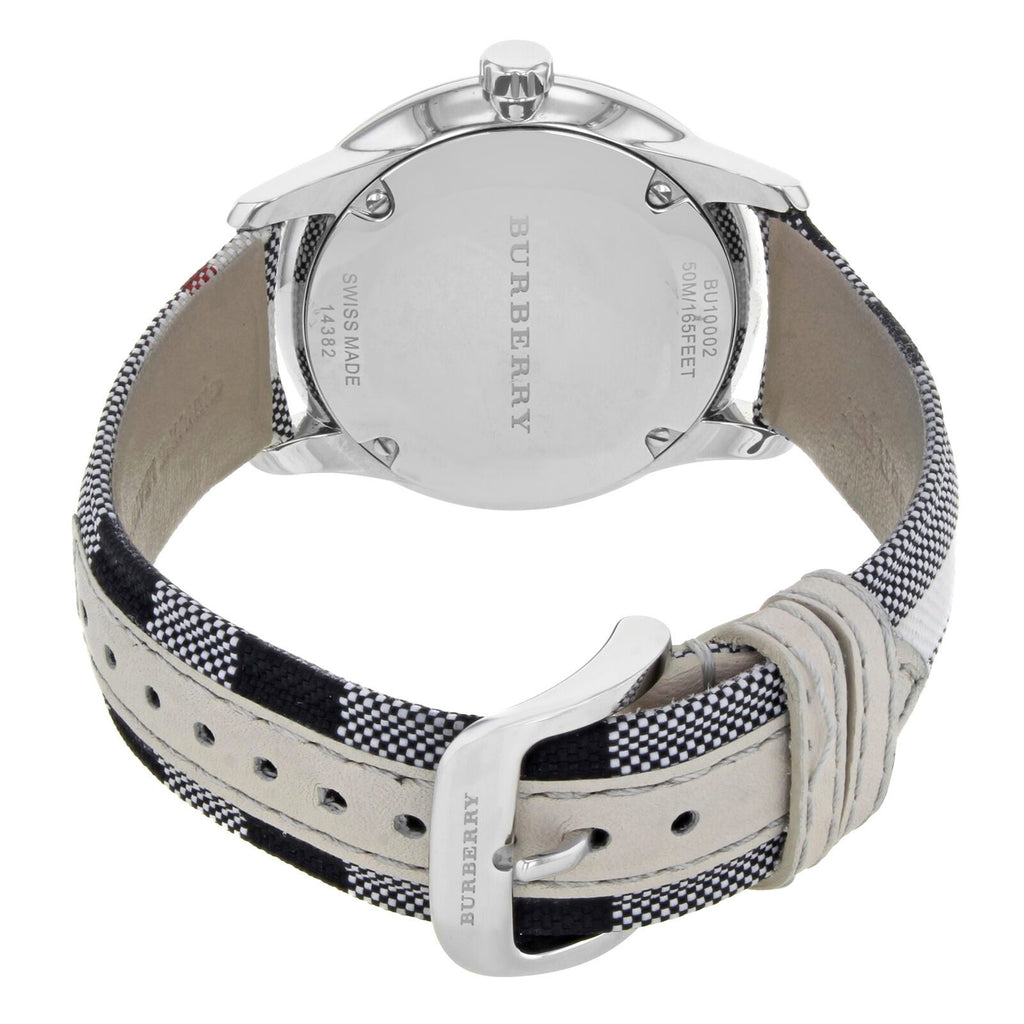 Burberry The Classic Horseferry Silver Dial Black Leather Strap Watch for Men - BU10002