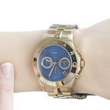 Marc Jacobs Blade Chronograph Blue Dial Gold Steel Strap Watch for Women - MBM3307