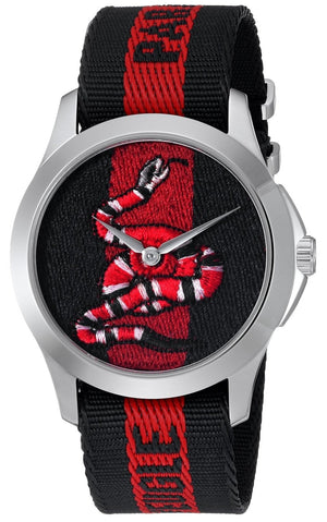 Gucci Le Marche Des Merveilles Blue Red Dial Blue Red Nylon Strap Unisex Watch - YA126493