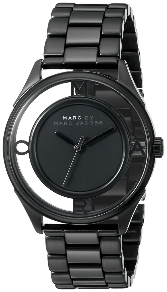 Marc Jacobs Tether Transparent Black Dial Black Steel Strap Watch for Women - MBM3415