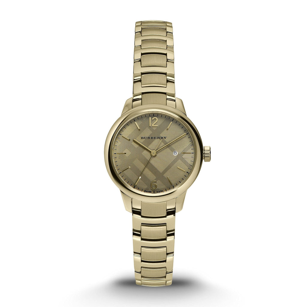 Burberry The Classic Champagne Dial Gold Steel Strap Watch for Women - BU10109