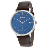 Hugo Boss Corporal Blue Dial Brown Leather Strap Watch for Men - 151363