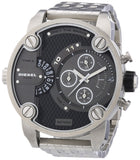 Diesel Little Daddy Chronograph Black Dial Silver Steel Strap Watch For Men - DZ7259