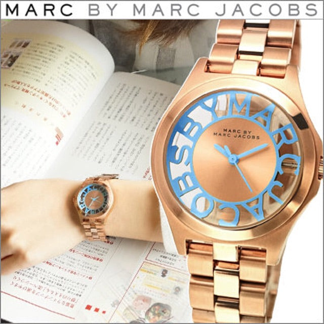 Marc Jacobs Henry Rose Gold Dial Rose Gold Steel Strap Watch for Women - MBM3296