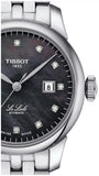 Tissot Le Locle Automatic Diamonds Mother of Pearl Black Dial Silver Steel Strap Watch For Women - T006.207.11.126.00