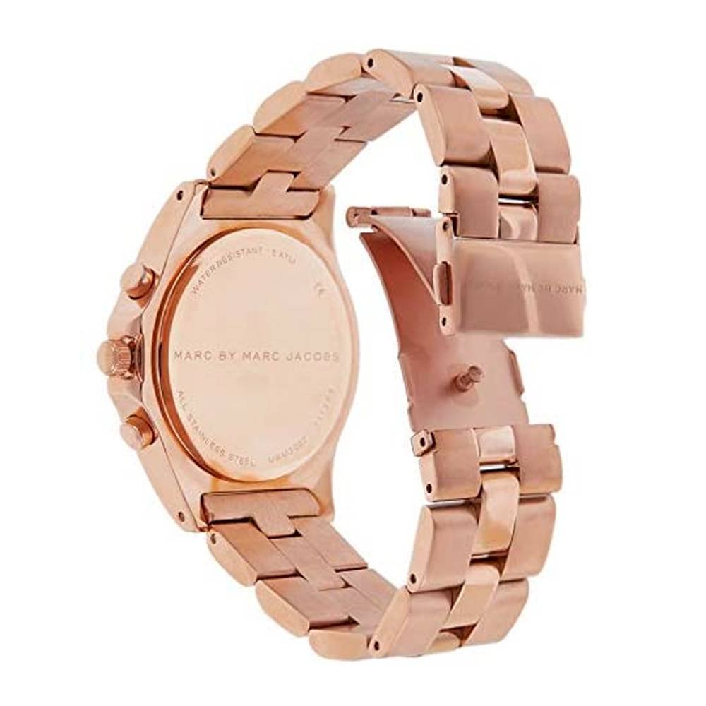 Marc Jacobs Blade Chronograph White Dial Rose Gold Steel Strap Watch for Women - MBM3082