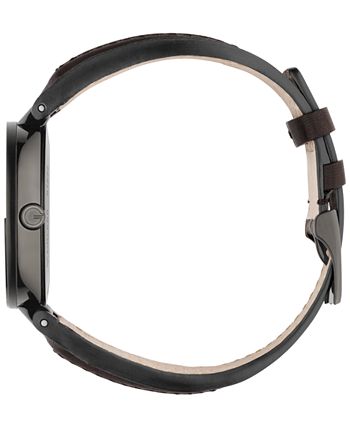 Gucci Interlocking G XL Black Dial Red & Green Leather Strap Watch For Men - YA133206