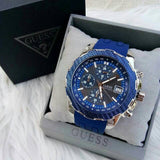 Guess Octane Chronograph Black Dial Blue Rubber Strap Watch For Men - W1047G2