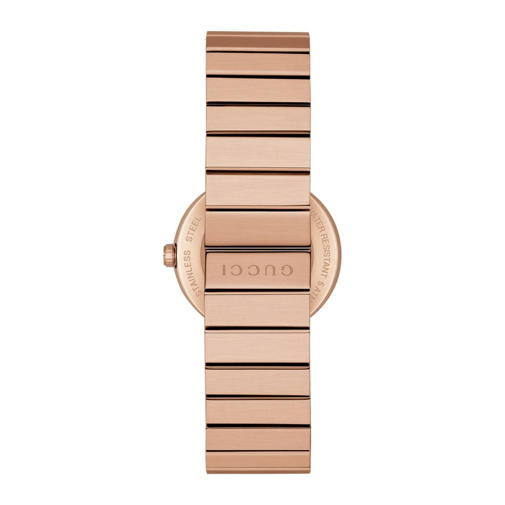 Gucci G Interlocking Mother of Pearl Dial Rose Gold Steel Strap Watch For Women - YA133515