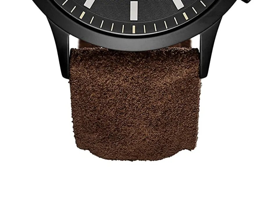 Emporio Armani Chronograph Black Dial Brown Leather Strap Watch For Men - AR11078