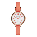 Marc Jacobs Sally White Dial Orange Leather Strap Watch for Women - MBM1355