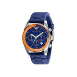 Emporio Armani Chronograph Blue Dial Blue Rubber Strap Watch For Men - AR5864
