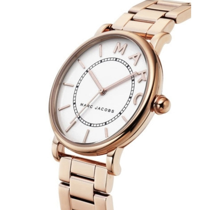 Marc Jacobs Roxy White Dial Rose Gold Steel Strap Watch for Women - MJ3523
