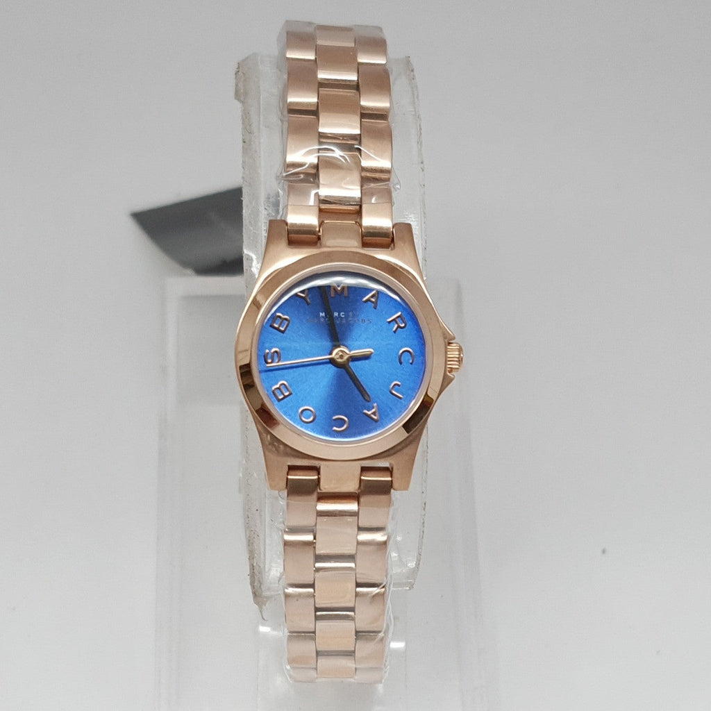 Marc Jacobs Henry Dinky Blue Dial Rose Gold Steel Strap Watch for Women - MBM3204