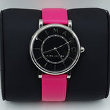 Marc Jacobs Roxy Black Dial Pink Leather Strap Watch for Women - MJ1535