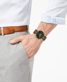 Movado Heritage Chronograph Green Dial Brown Leather Strap Watch For Men - 3650062